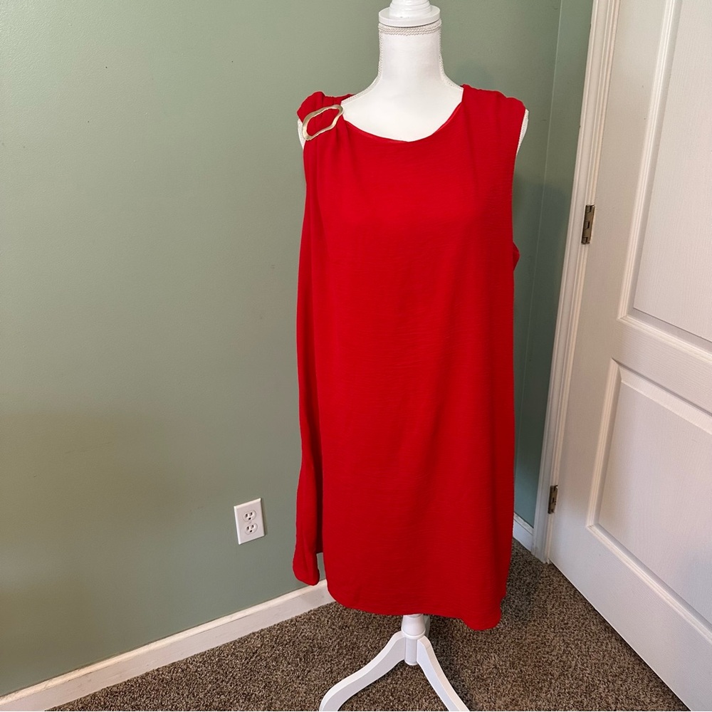 G.I.L.I. Jetsetter Grommet Shoulder Sheath Dress - Vibrant Red - Womens 2X